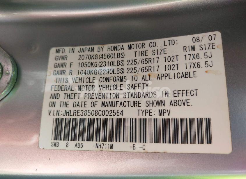 Photo 9 of 2008 Honda Cr-v EX (VIN JHLRE38508C002564)