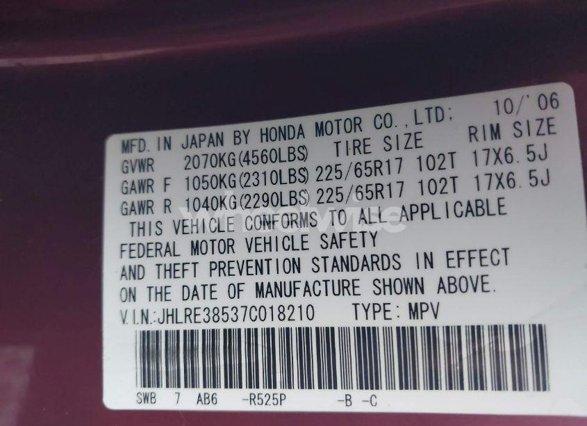 Photo 9 of 2007 Honda Cr-v EX (VIN JHLRE38537C018210)