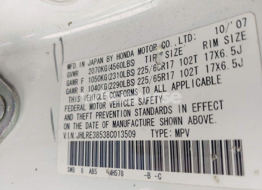 Photo 9 of 2008 Honda Cr-v EX (VIN JHLRE38538C013509)