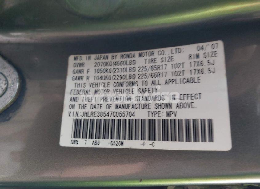 Photo 9 of 2007 Honda Cr-v EX (VIN JHLRE38547C055704)