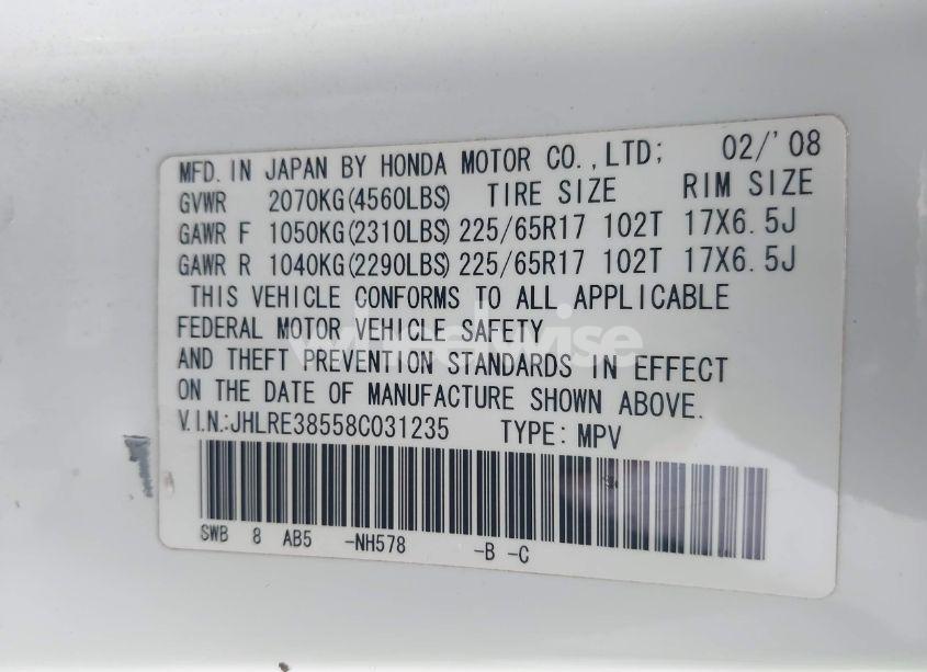 Photo 9 of 2008 Honda Cr-v EX (VIN JHLRE38558C031235)