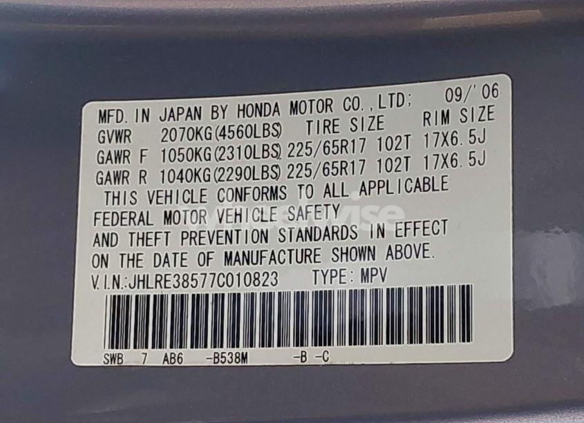 Photo 9 of 2007 Honda Cr-v EX (VIN JHLRE38577C010823)