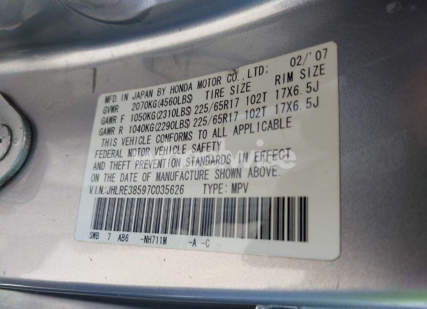 Photo 9 of 2007 Honda Cr-v EX (VIN JHLRE38597C035626)