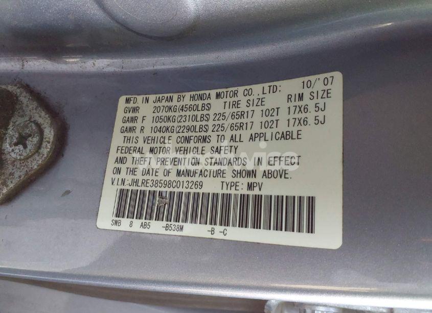 Photo 9 of 2008 Honda Cr-v EX (VIN JHLRE38598C013269)