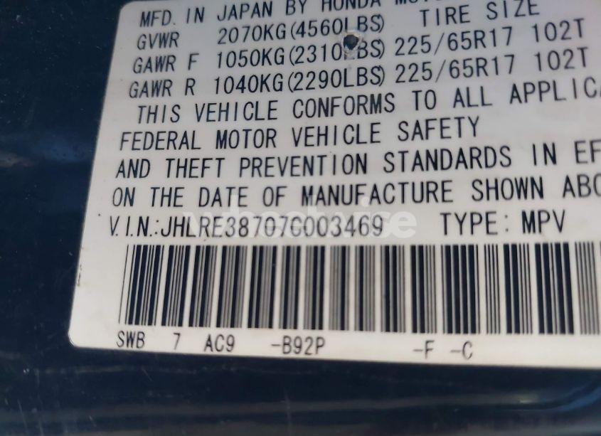 Photo 9 of 2007 Honda Cr-v EX-L (VIN JHLRE38707C003469)
