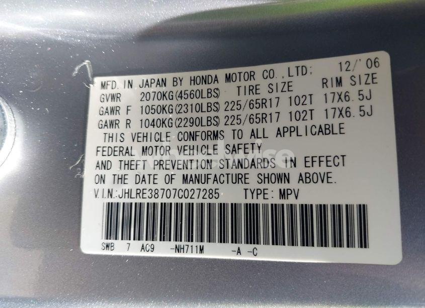 Photo 9 of 2007 Honda Cr-v EX-L (VIN JHLRE38707C027285)