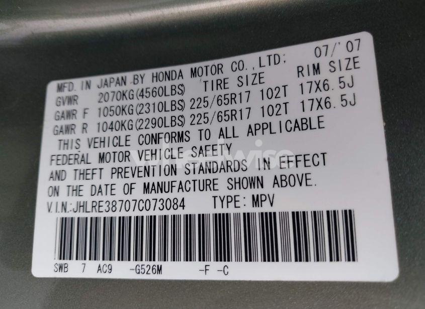 Photo 9 of 2007 Honda Cr-v EX-L (VIN JHLRE38707C073084)