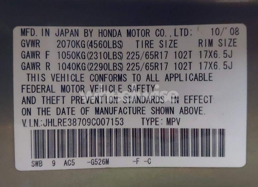 Photo 9 of 2009 Honda Cr-v EX-L (VIN JHLRE38709C007153)