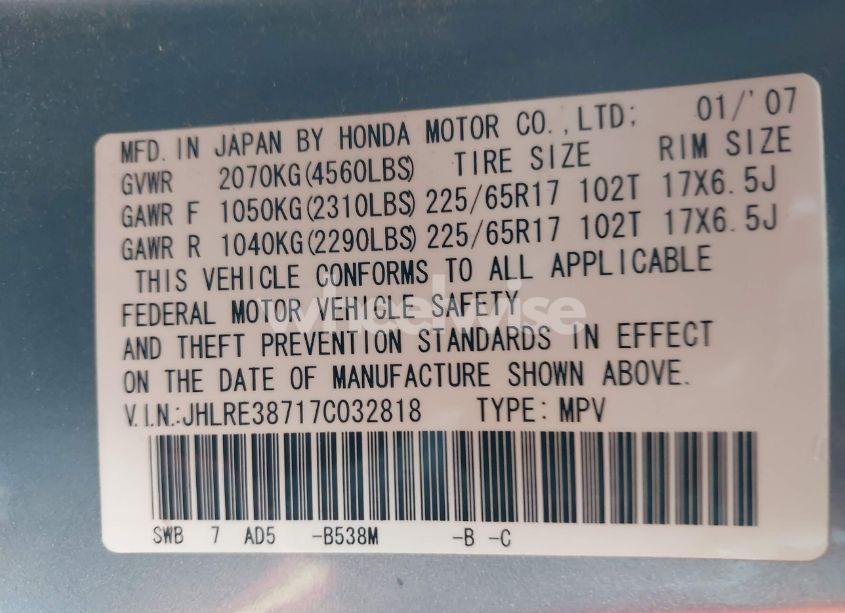 Photo 9 of 2007 Honda Cr-v EX-L (VIN JHLRE38717C032818)