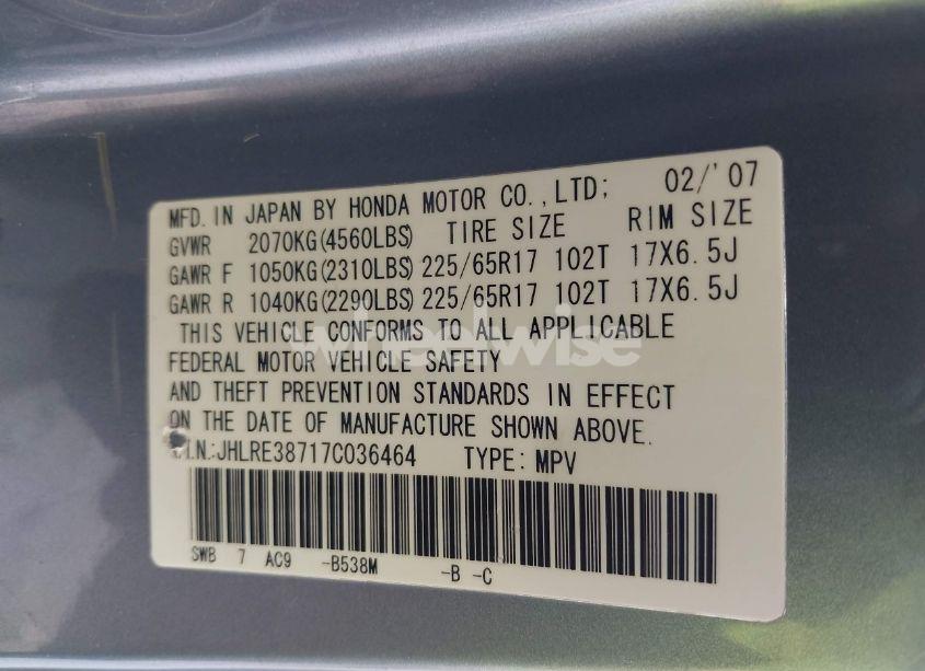 Photo 9 of 2007 Honda Cr-v EX-L (VIN JHLRE38717C036464)