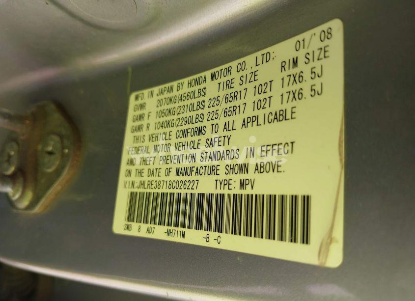 Photo 9 of 2008 Honda Cr-v EX-L (VIN JHLRE38718C026227)