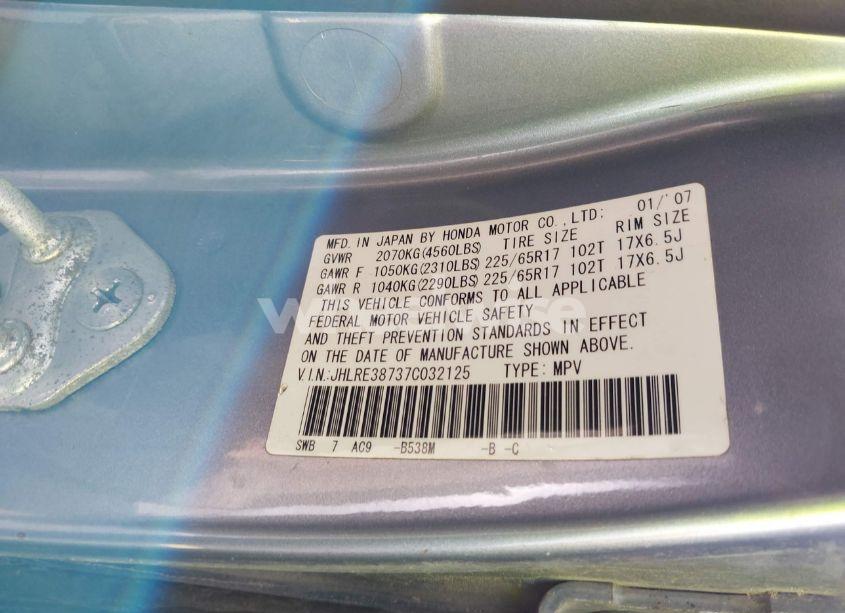 Photo 9 of 2007 Honda Cr-v EX-L (VIN JHLRE38737C032125)