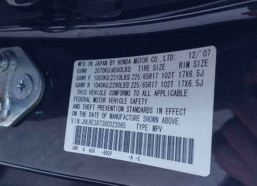 Photo 9 of 2008 Honda Cr-v EX-L (VIN JHLRE38738C022065)