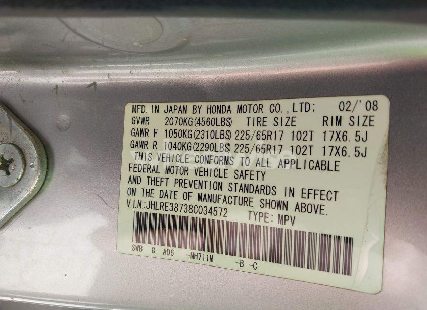 Photo 9 of 2008 Honda Cr-v EX-L (VIN JHLRE38738C034572)