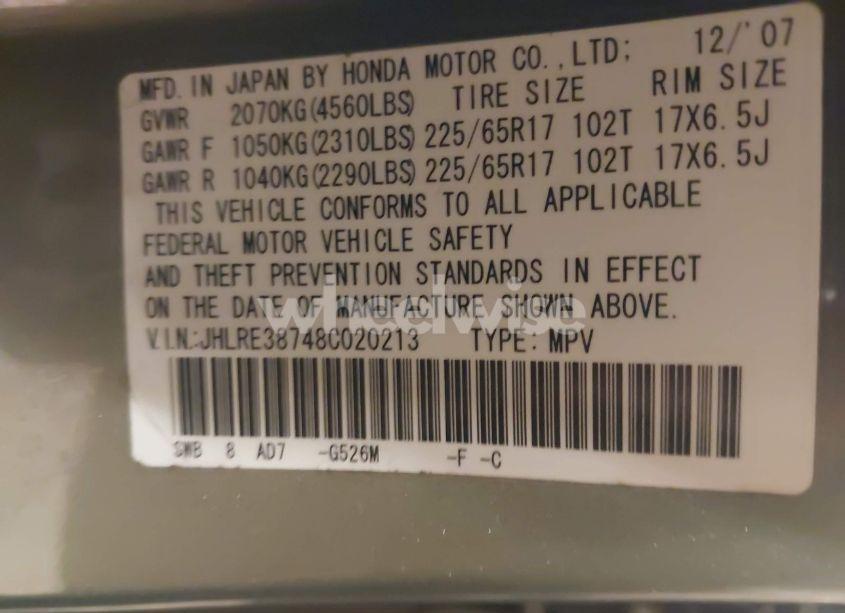 Photo 9 of 2008 Honda Cr-v EX-L (VIN JHLRE38748C020213)