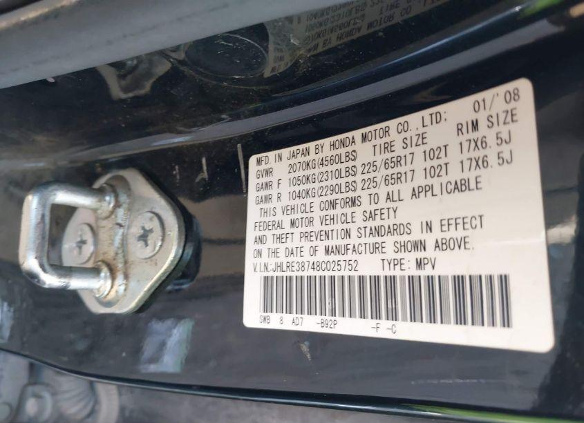 Photo 9 of 2008 Honda Cr-v EX-L (VIN JHLRE38748C025752)