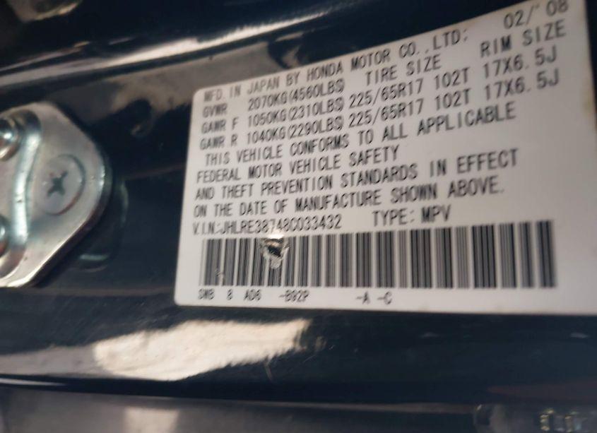 Photo 9 of 2008 Honda Cr-v EX-L (VIN JHLRE38748C033432)