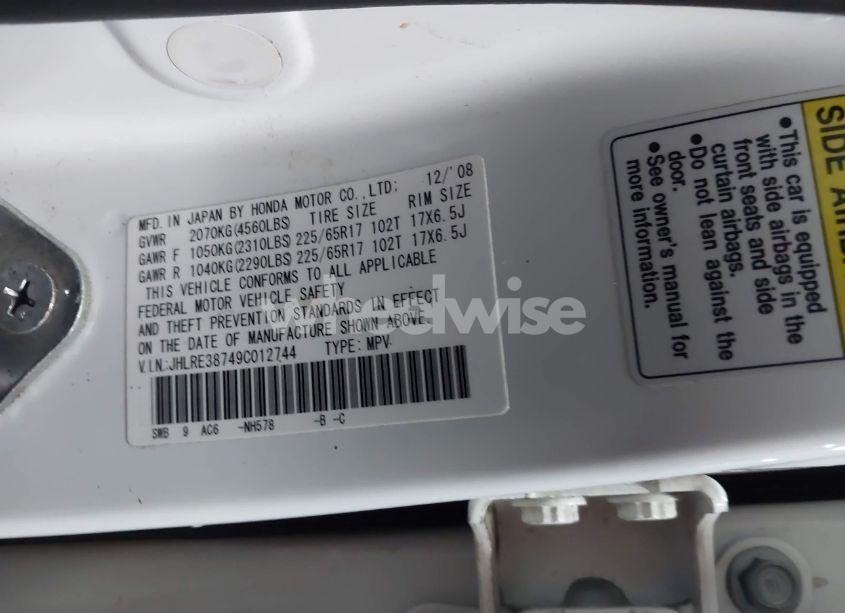 Photo 9 of 2009 Honda Cr-v EX-L (VIN JHLRE38749C012744)