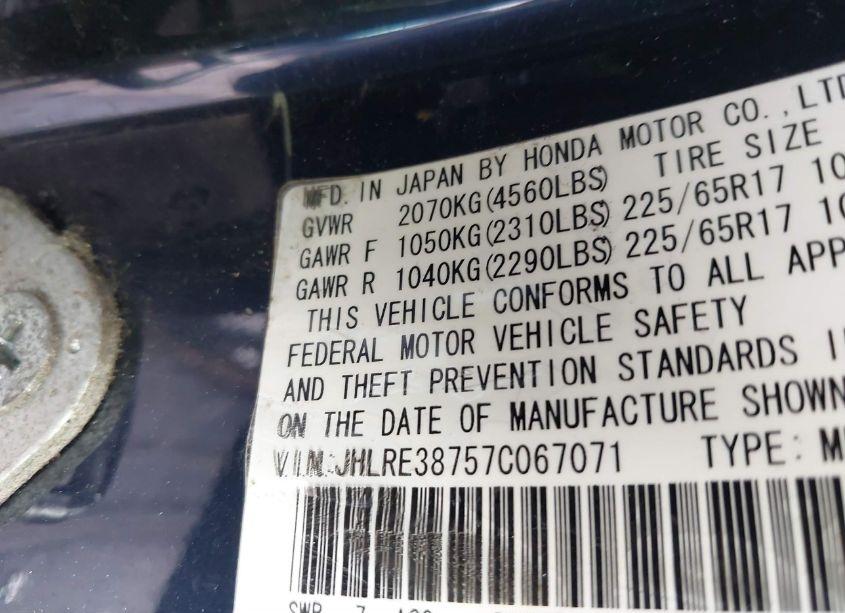 Photo 9 of 2007 Honda Cr-v EX-L (VIN JHLRE38757C067071)