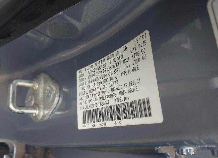 Photo 9 of 2007 Honda Cr-v EX-L (VIN JHLRE38757C080547)