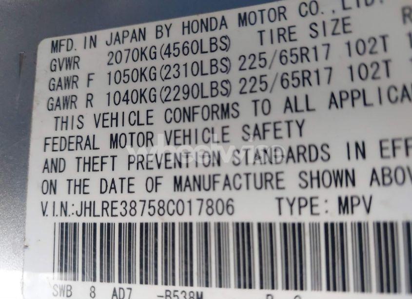 Photo 9 of 2008 Honda Cr-v EX-L (VIN JHLRE38758C017806)