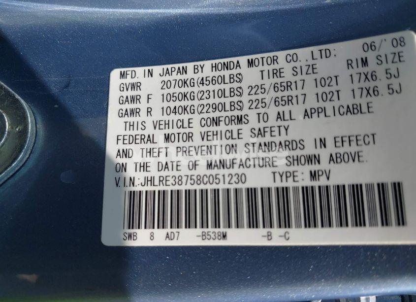 Photo 9 of 2008 Honda Cr-v EX-L (VIN JHLRE38758C051230)