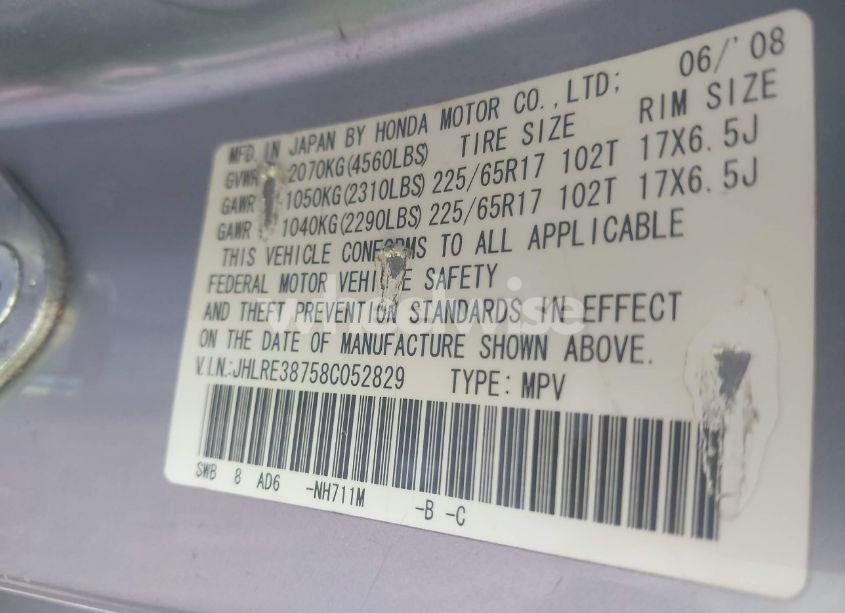 Photo 9 of 2008 Honda Cr-v EX-L (VIN JHLRE38758C052829)