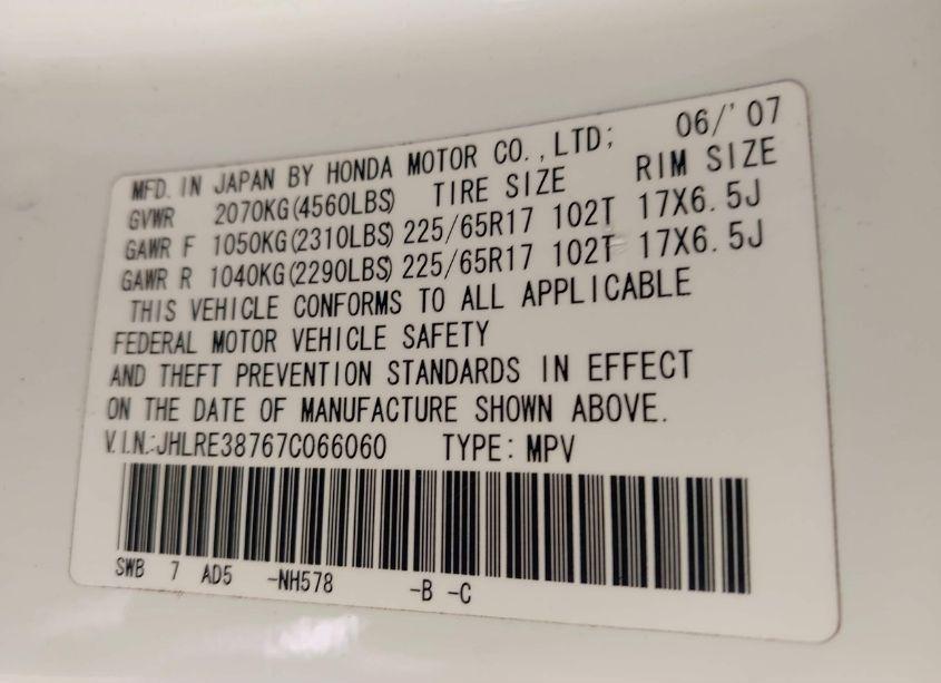 Photo 9 of 2007 Honda Cr-v EX-L (VIN JHLRE38767C066060)