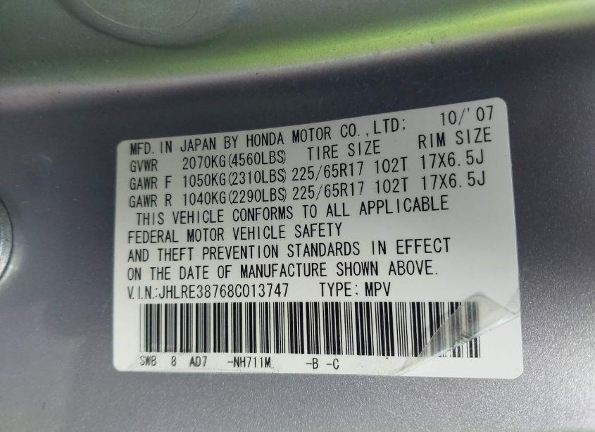 Photo 9 of 2008 Honda Cr-v EX-L (VIN JHLRE38768C013747)