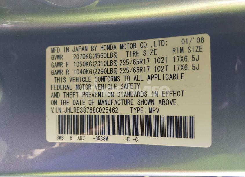 Photo 9 of 2008 Honda Cr-v EX-L (VIN JHLRE38768C025462)