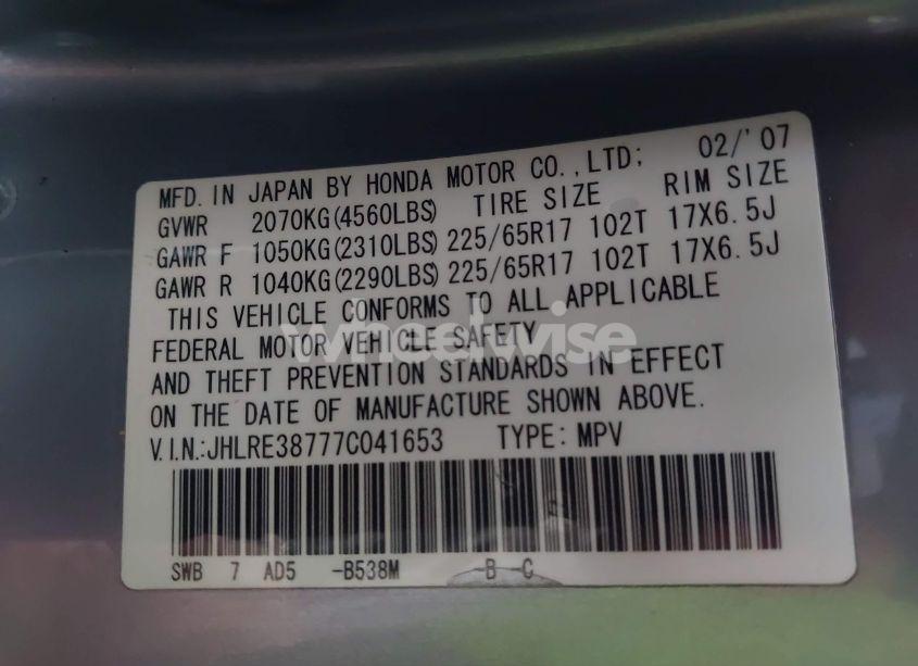 Photo 9 of 2007 Honda Cr-v EX-L (VIN JHLRE38777C041653)