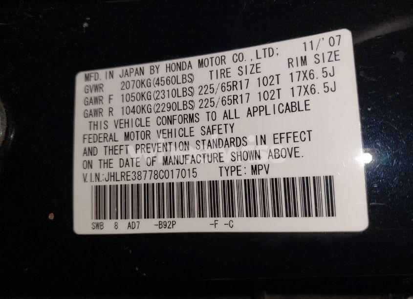 Photo 9 of 2008 Honda Cr-v EX-L (VIN JHLRE38778C017015)