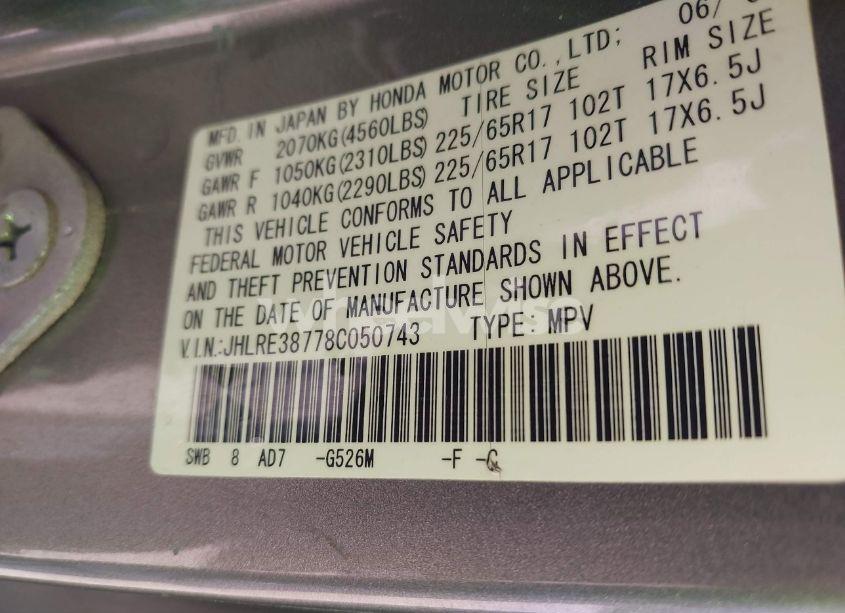 Photo 9 of 2008 Honda Cr-v EX-L (VIN JHLRE38778C050743)