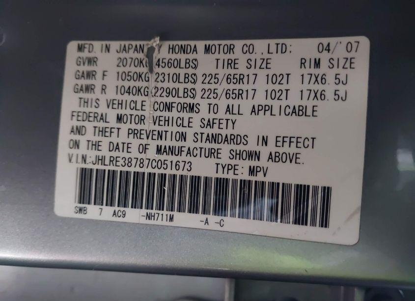 Photo 9 of 2007 Honda Cr-v EX-L (VIN JHLRE38787C051673)