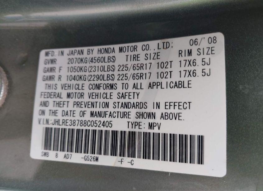 Photo 9 of 2008 Honda Cr-v EX-L (VIN JHLRE38788C052405)