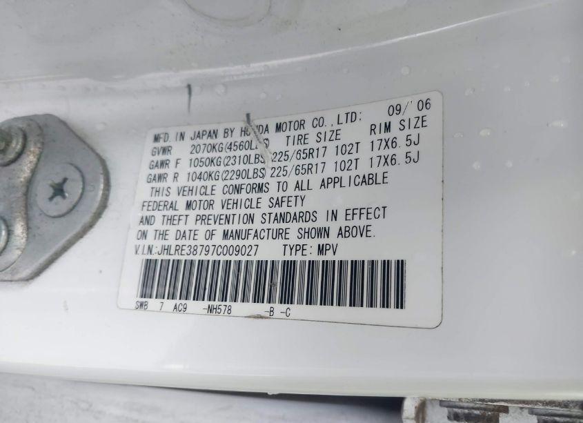 Photo 9 of 2007 Honda Cr-v EX-L (VIN JHLRE38797C009027)