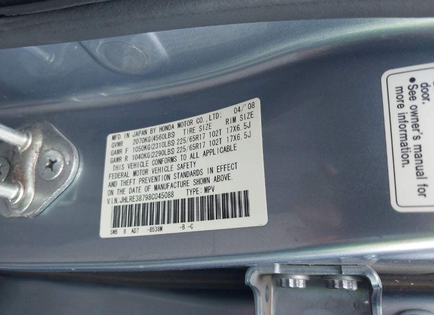 Photo 9 of 2008 Honda Cr-v EX-L (VIN JHLRE38798C045088)