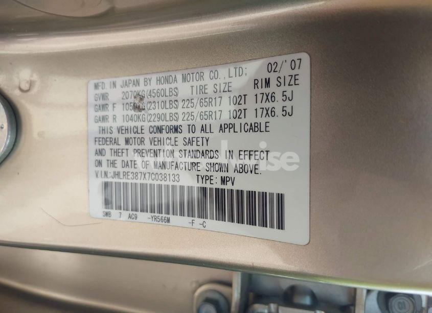 Photo 9 of 2007 Honda Cr-v EX-L (VIN JHLRE387X7C038133)