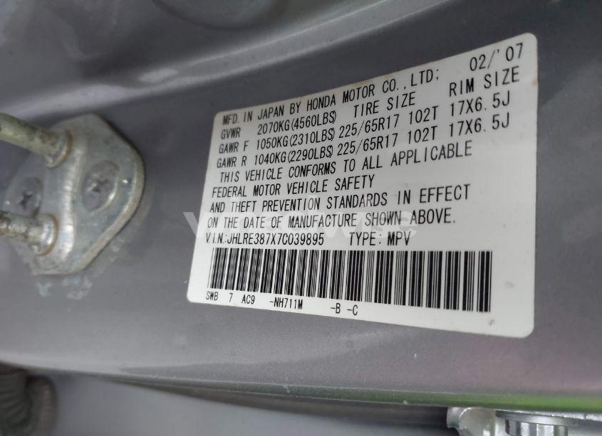 Photo 9 of 2007 Honda Cr-v EX-L (VIN JHLRE387X7C039895)