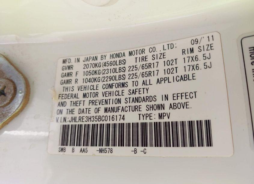 Photo 9 of 2011 Honda Cr-v LX (VIN JHLRE3H35BC016174)