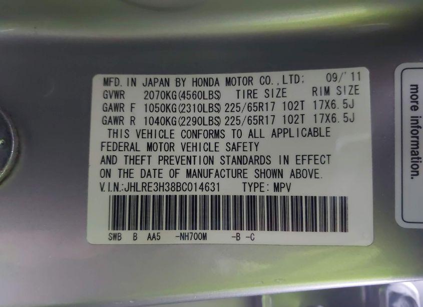 Photo 9 of 2011 Honda Cr-v LX (VIN JHLRE3H38BC014631)