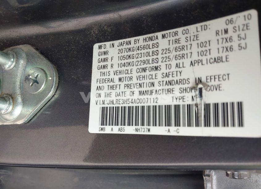 Photo 9 of 2010 Honda Cr-v EX (VIN JHLRE3H54AC007112)