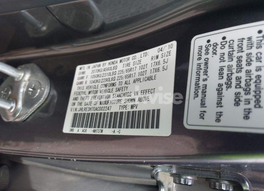 Photo 9 of 2010 Honda Cr-v EX-L (VIN JHLRE3H70AC002247)