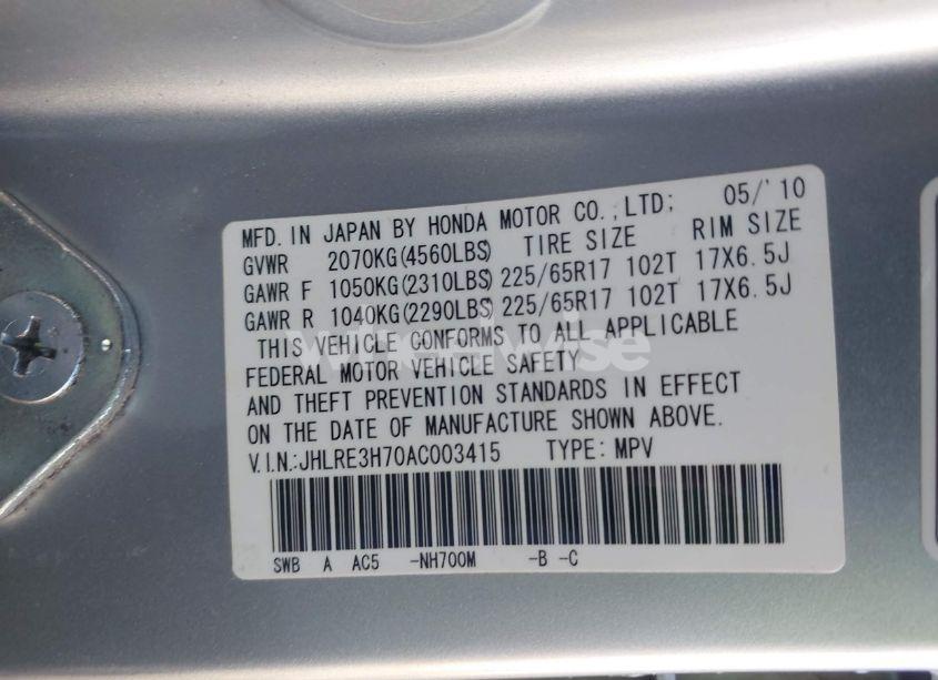 Photo 9 of 2010 Honda Cr-v EX-L (VIN JHLRE3H70AC003415)