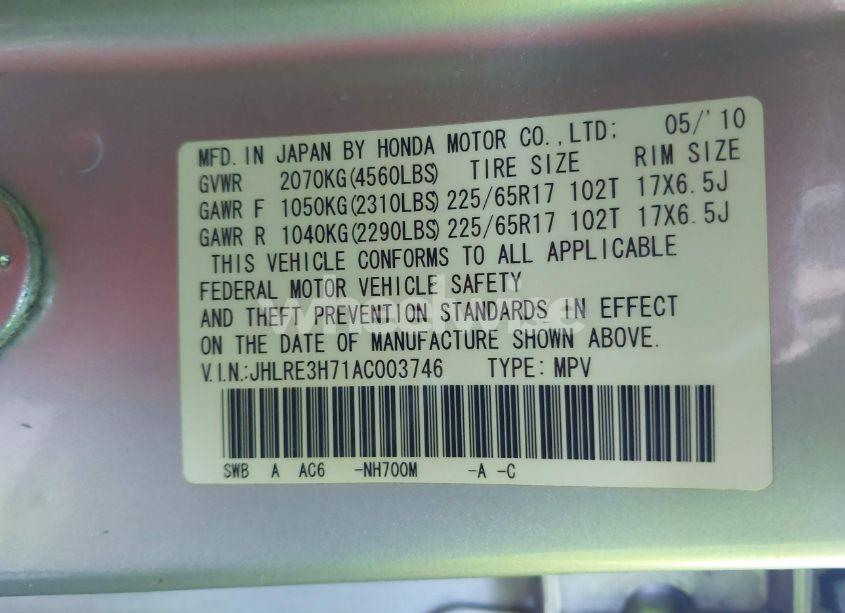 Photo 9 of 2010 Honda Cr-v EX-L (VIN JHLRE3H71AC003746)