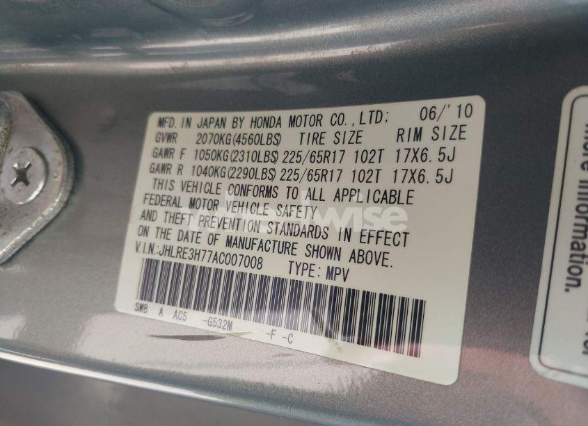 Photo 9 of 2010 Honda Cr-v EX-L (VIN JHLRE3H77AC007008)