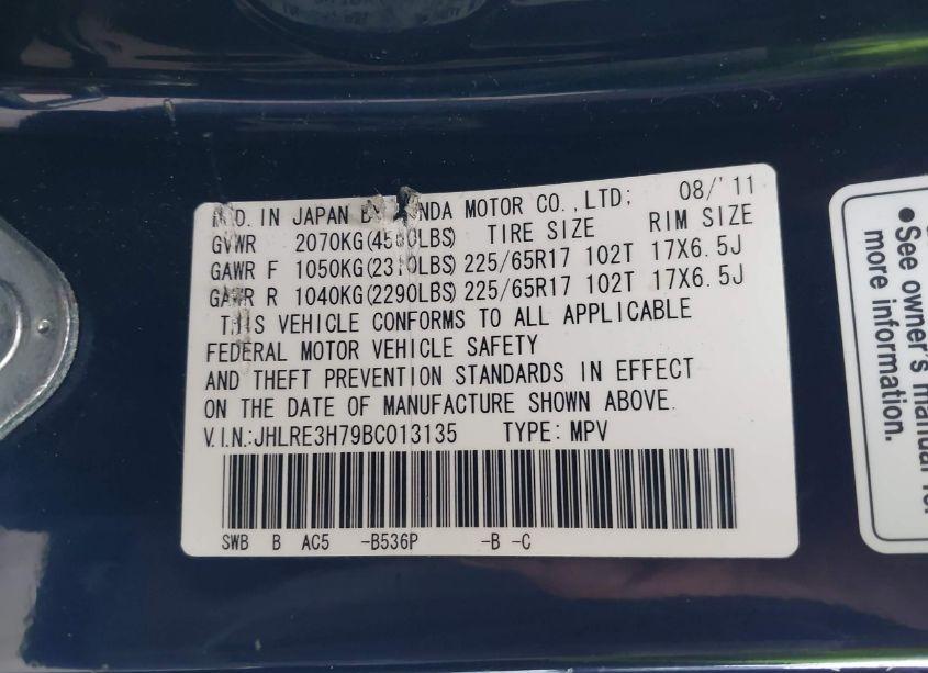 Photo 9 of 2011 Honda Cr-v EX-L (VIN JHLRE3H79BC013135)