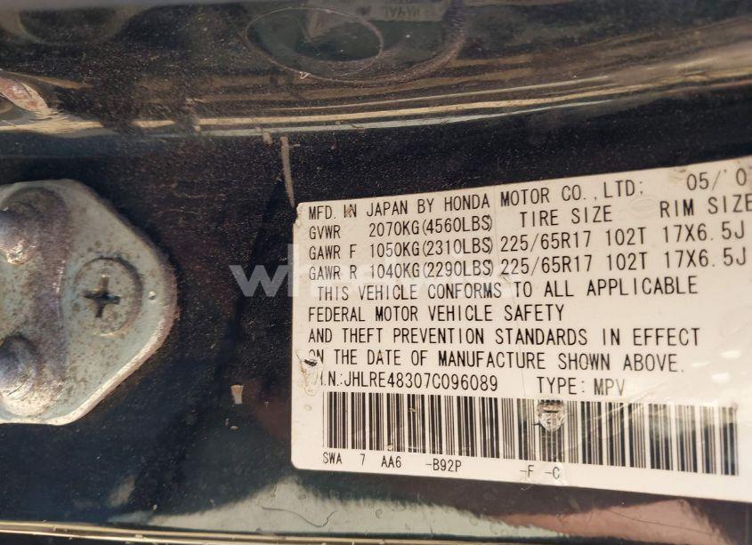 Photo 9 of 2007 Honda Cr-v LX (VIN JHLRE48307C096089)