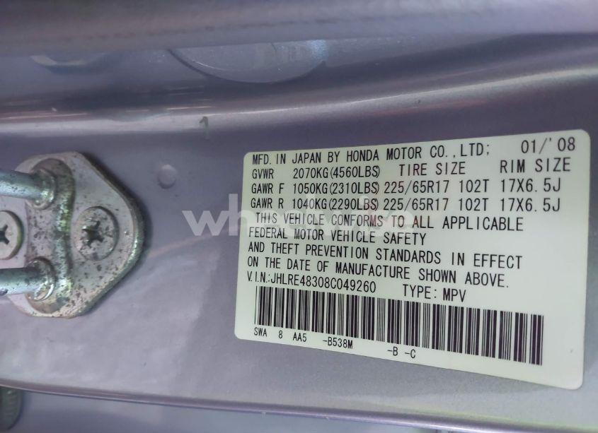 Photo 9 of 2008 Honda Cr-v LX (VIN JHLRE48308C049260)