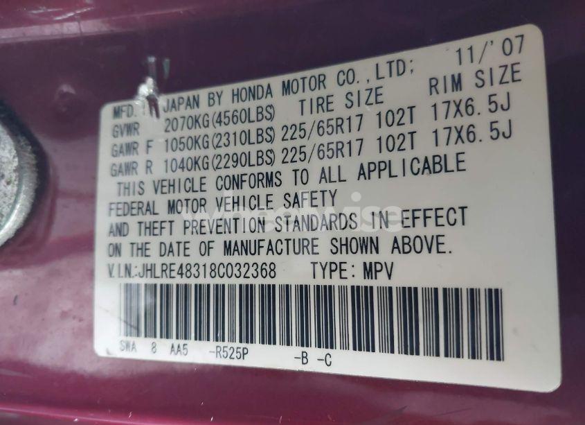 Photo 9 of 2008 Honda Cr-v LX (VIN JHLRE48318C032368)
